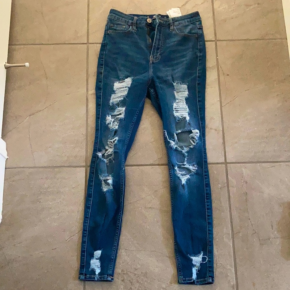 Blue ripped Hollister jeans